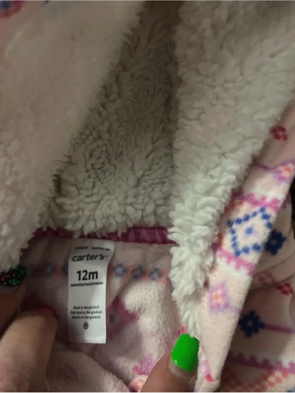 Carter's Pink Hooded Fleece Vest with Diamond Print